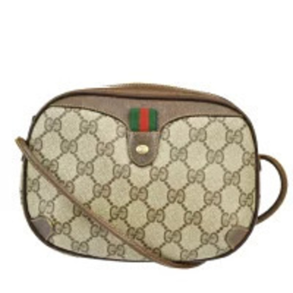 Gucci Handbags - Gucci Sherry Shoulder Bag GG Interlocking Brown Green Red Leather